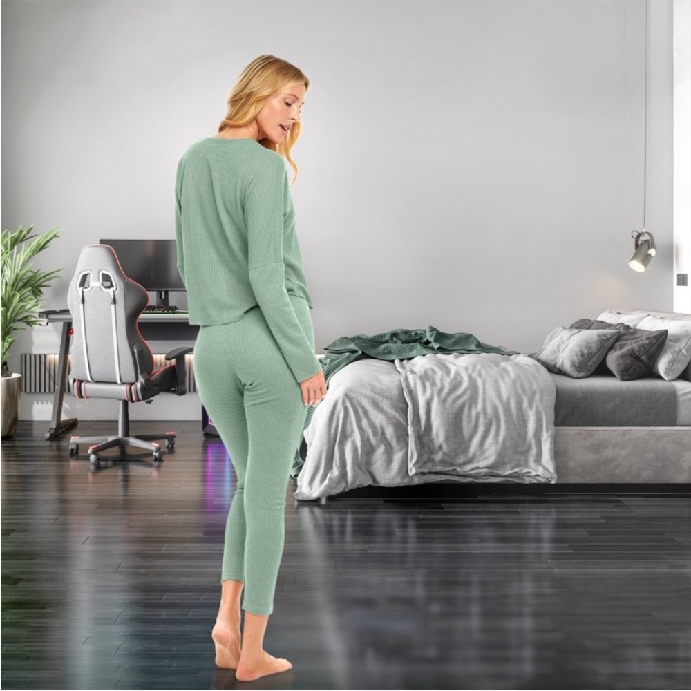 NWT Alexander Del Rossa Ribbed Knit Pajama Set - Picture 3 of 11
